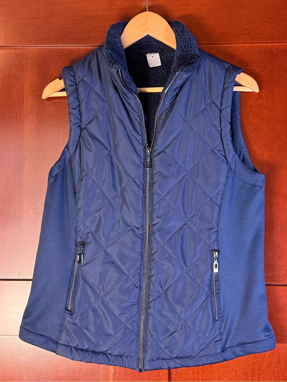 Made for Life Women’s M Navy Quilted Sherpa Lined Full Zip Vest
